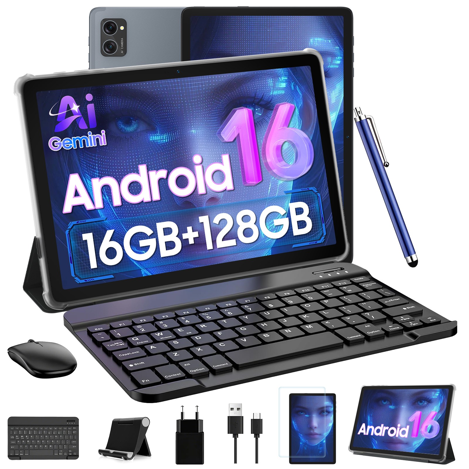 TABWEE 10인치 태블릿 최신 안드로이드 16 2026 최신 옥타코어 CPU 16GB + 128GB Widevine L1 태블릿pc 키보드 